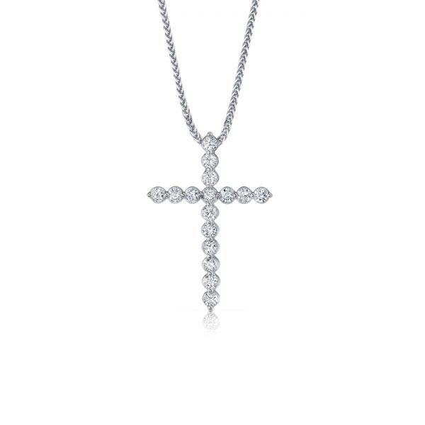 Diamond Cross Pendant, Wg .62ct