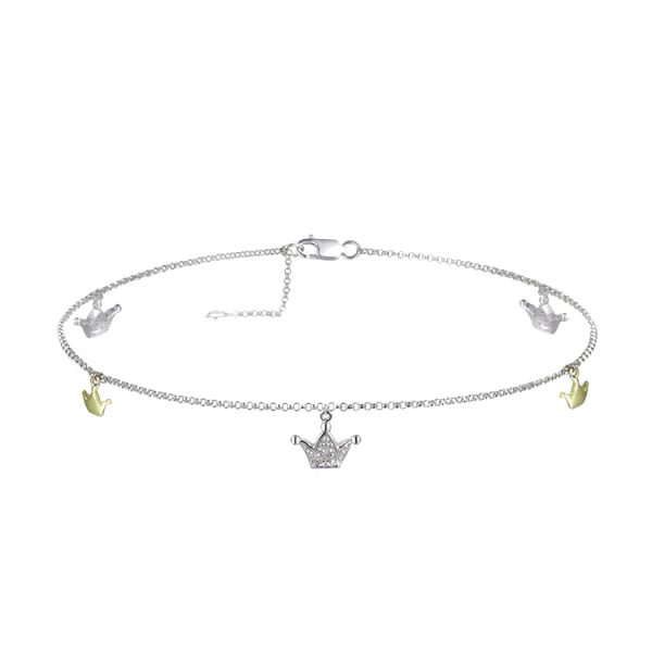 Diamond Crown Anklet 14K Yg/Wg .10ct
