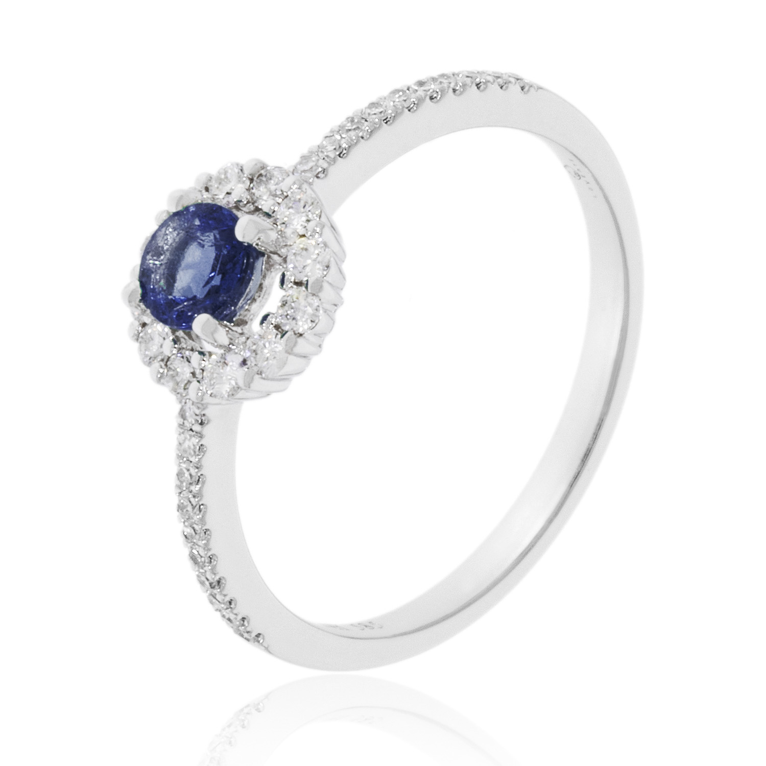 Halo Sapphire Diamond Ring Wg .25ct - Gems of La Costa