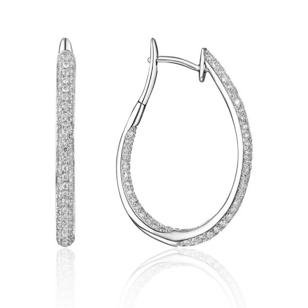 Diamond Hoop Earrings Wg 1.02cttw