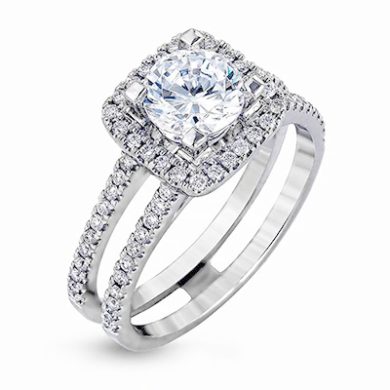 Diamond Engagement Ring Mounting, 18k WG 0.36cttw - Gems of La Costa