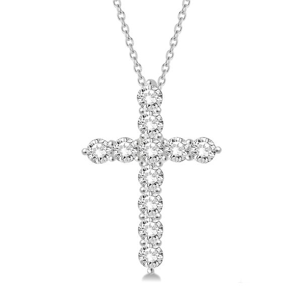 Diamond Cross Pendant, WG  1.0ct